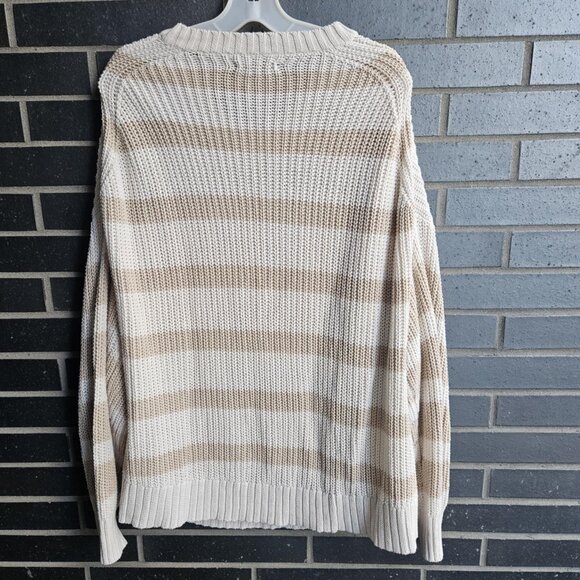 American Eagle AE Women's Cream & Tan Striped Long Sleeve Knit Sweater Size XL - Picture 13 of 13